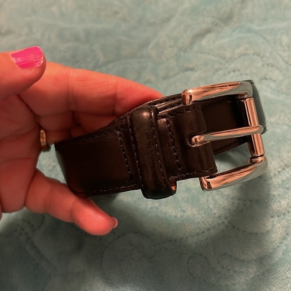 Cole Haan Leather Black Belt men’s Size 34. Buckle is solid brass. Good Preowned - Picture 2 of 13